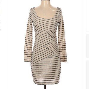 SOPRANO Bodycon Long Sleeve Sparkle Stripes Dress Size S